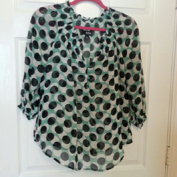 Polka dot mint green shirt