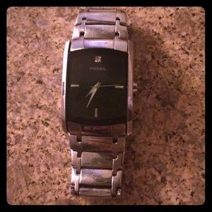 Silver linked fossil watch