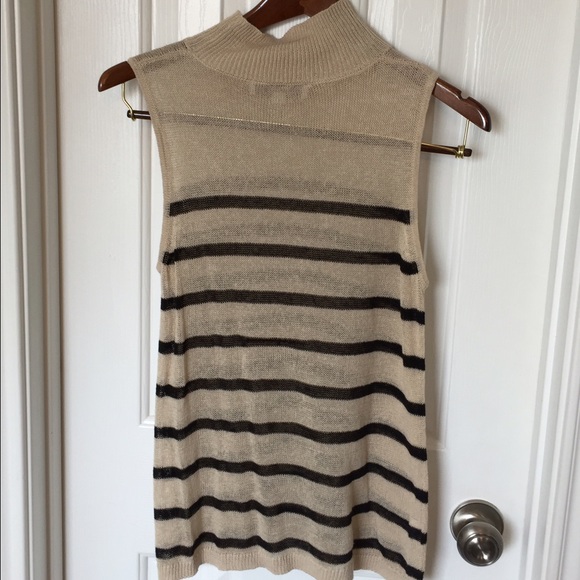 Loft sleeveless knit tan & black striped top
