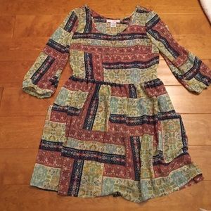 Boho chic long sleeve mini dress