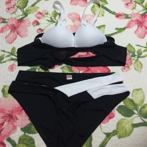 2 pc black and white swimsuit