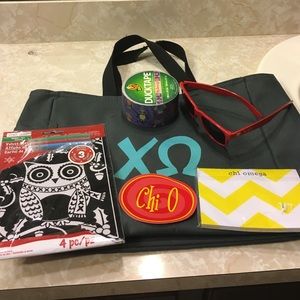 Chi Omega pack- bag, sunglasses, decal, notepad..