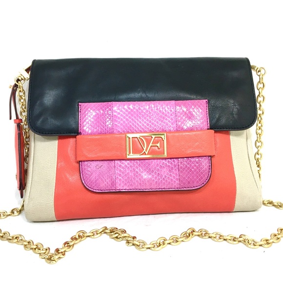 DVF Colorblock Clutch Shoulder Bag - Picture 1 of 8