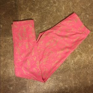 Pink lace tapered trousers