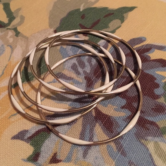 Gold and white bangles