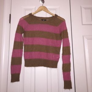 Cute and Cozy Pink and Café Striped Sweater