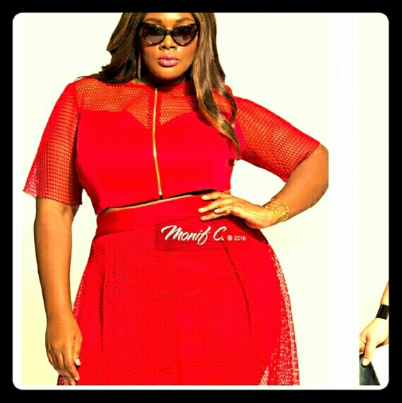 Monif C 2 piece crop top and skirt sz 16
