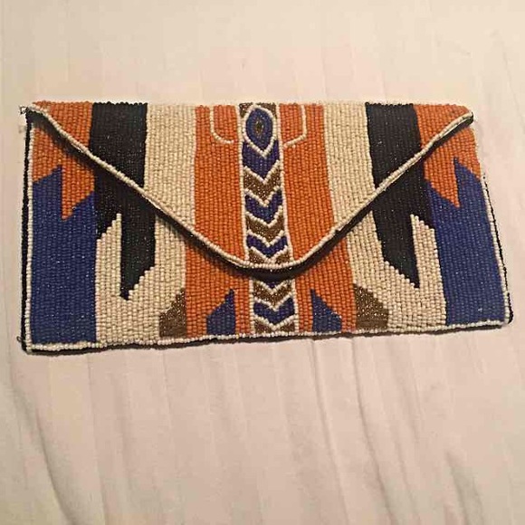Forever 21 Beaded Aztec Print Clutch