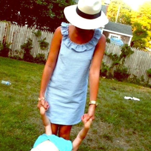 Blue Seersucker Shift Dress