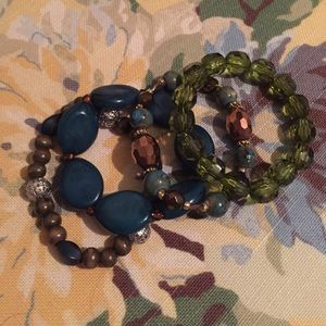 Green and brown stretchy bracelets