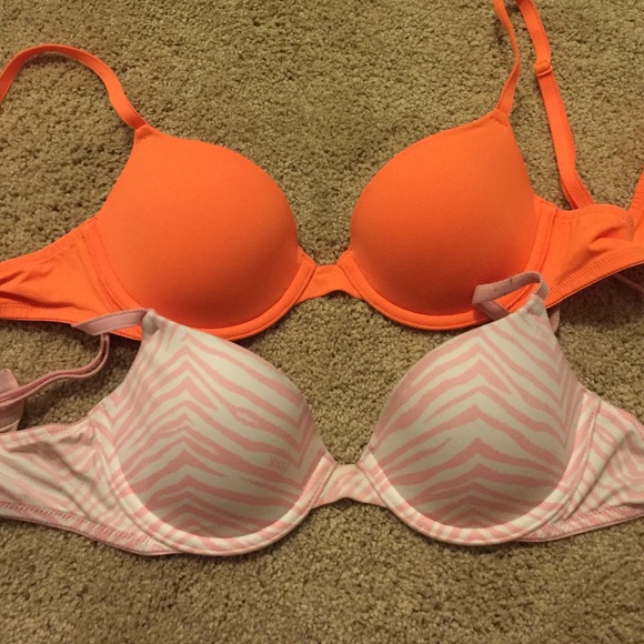 2 pink bras