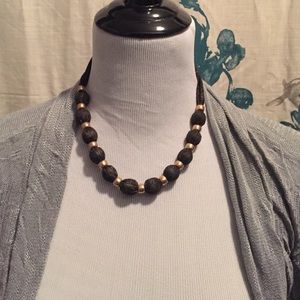 Gold beaded tie necklace