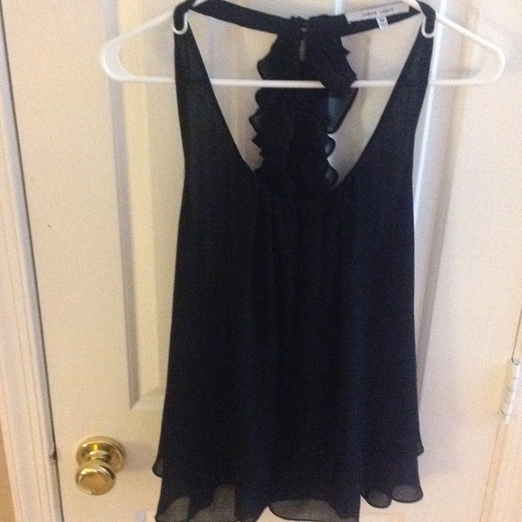 Gorgeous Black Ruffled T back top