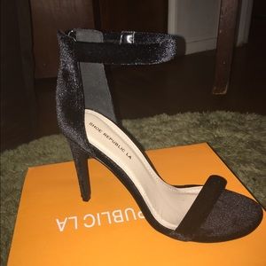 Shoe Republic La velvet ankle strap heel