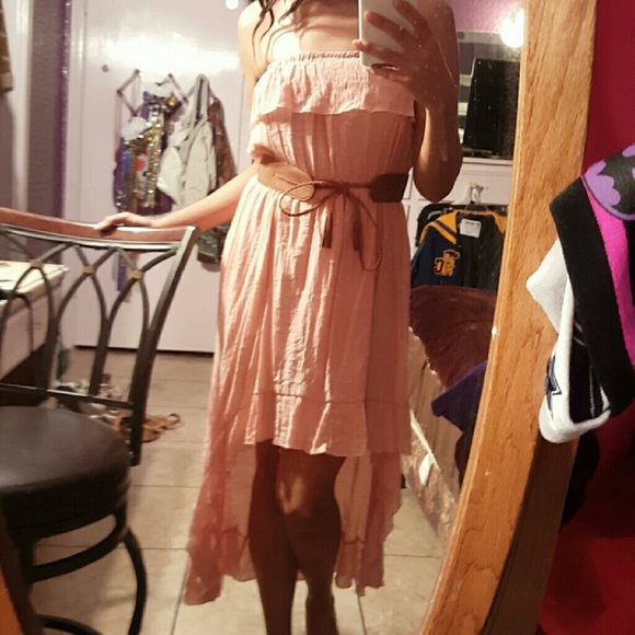 Strapless high-low Peach Colored Dress