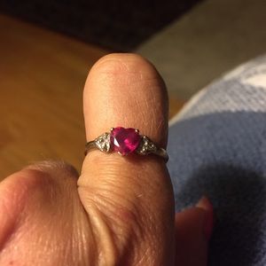 10K yellow gold, lab created Ruby, & diamond chips