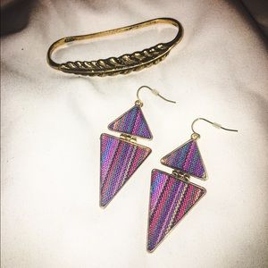 🌟Palm Cuff and Geometric Multicolor Earrings🌟