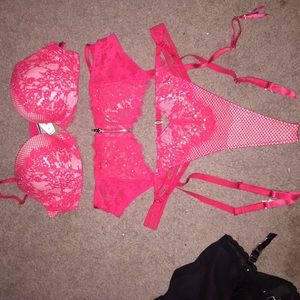 Vs set bra 34b garter xs/s thong large brand new