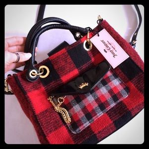 Juicy Couture Red & Black Plaid Handbag Purse