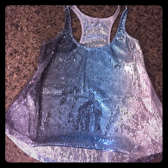 Blue ombré sequin tank top