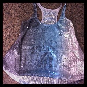 Blue ombré sequin tank top