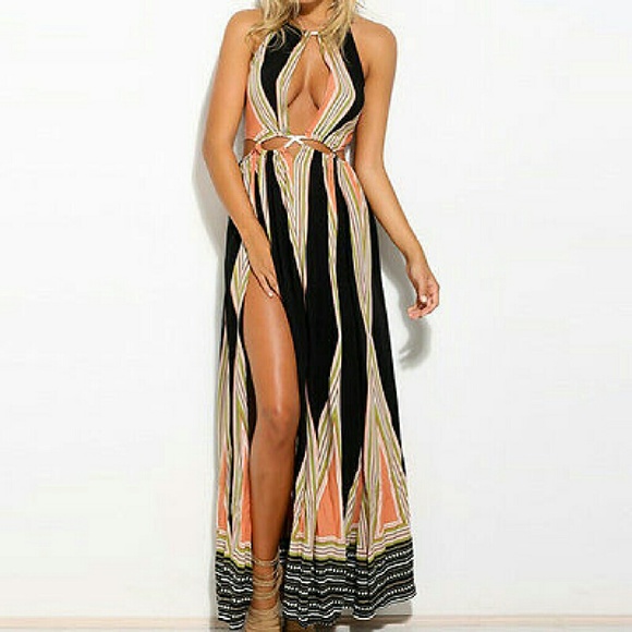 Color Woven Rop Cut Out High Slit Open Front Long - Picture 3 of 8