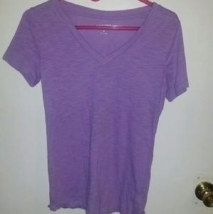 Purple V-neck shirt