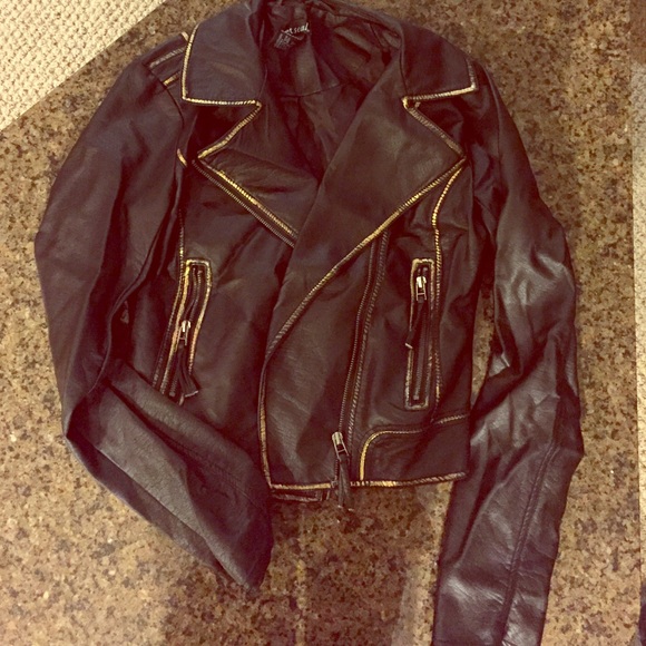Black &  Gold Pleather Jacket/ blazer