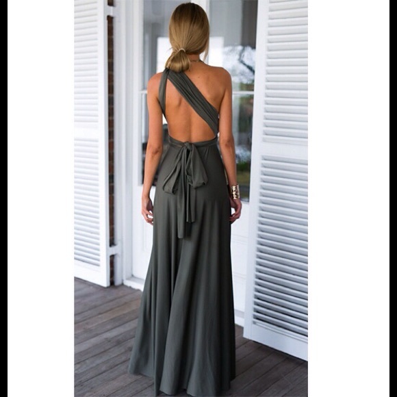 Gray Multiway Infinity Maxi Dress - M - Picture 3 of 3