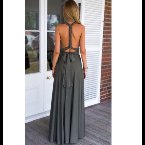Gray Multiway Infinity Maxi Dress - M - Picture 2 of 3