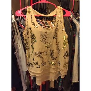 Sequin chiffon tank
