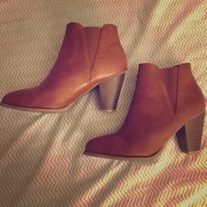 Brown Faux Leather Booties