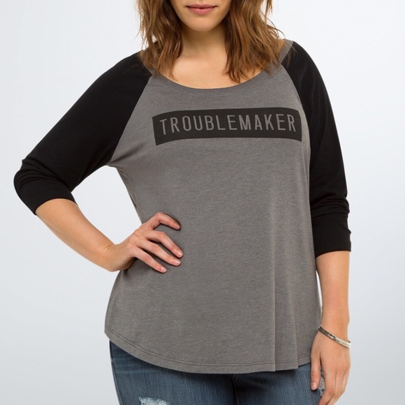 Torrid Troublemaker Raglan Tee - NWT