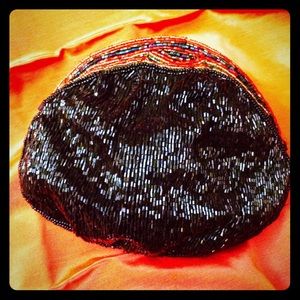 Vintage Beaded Clutch Retro 80s Evening Handbag