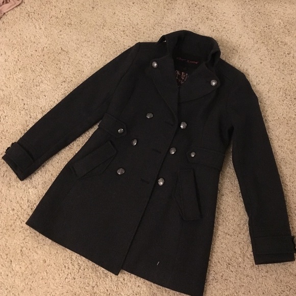 Betsy Johnson Pea Coat in Charcoal Gray