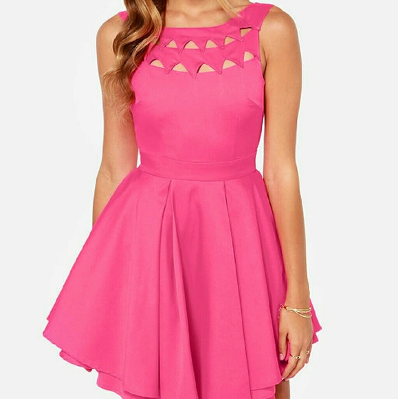 Lulu's flirting with danger dress in fuchsia