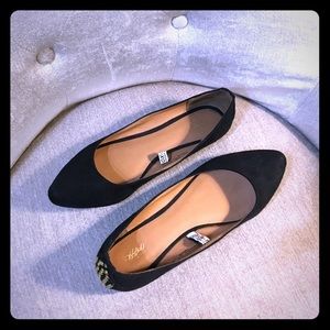 EUC Black suede stud detailed flats