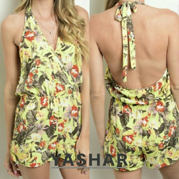 Pants - Sleeveless Floral Romper
