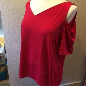 Lane Bryant red knit top exposed shoulder 26/28