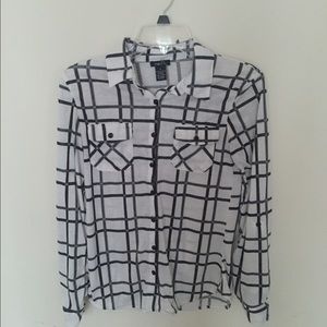 Plaid Black & White Top