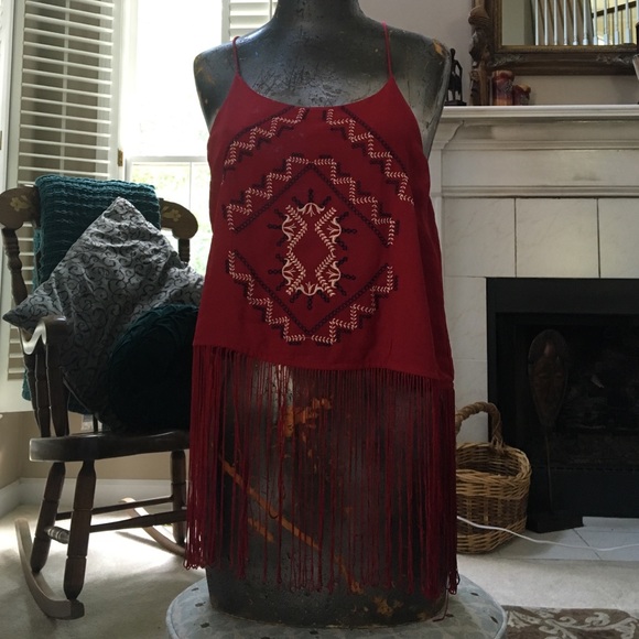 Red Fringe Top