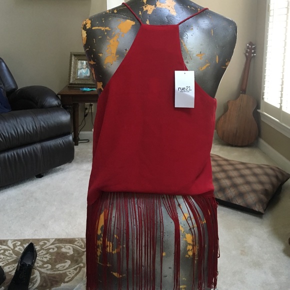 Red Fringe Top - Picture 2 of 2