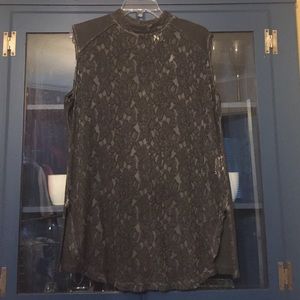 Lace front distressed tunic