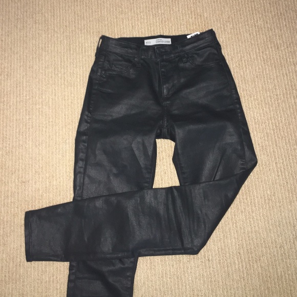 Topshop Leather Coated Jeans