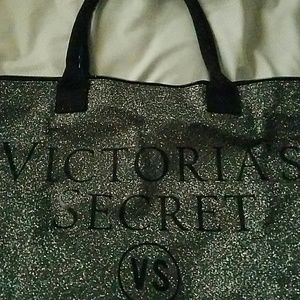 NWOT Victoria's Secret silver glitter bag