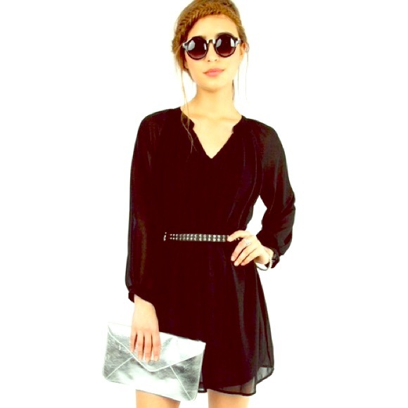 TOBI Tara Chiffon Black Dress