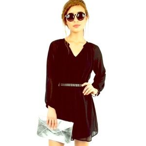 TOBI Tara Chiffon Black Dress