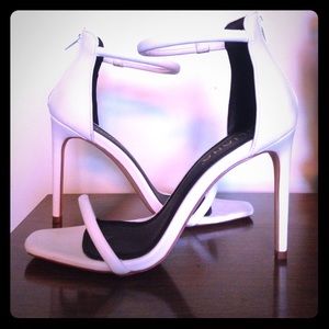 Liliana white single strap heels