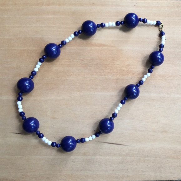 Blue And White Beaded Neckace