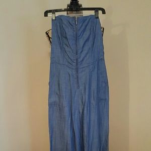 Denim wide leg one piece jumper